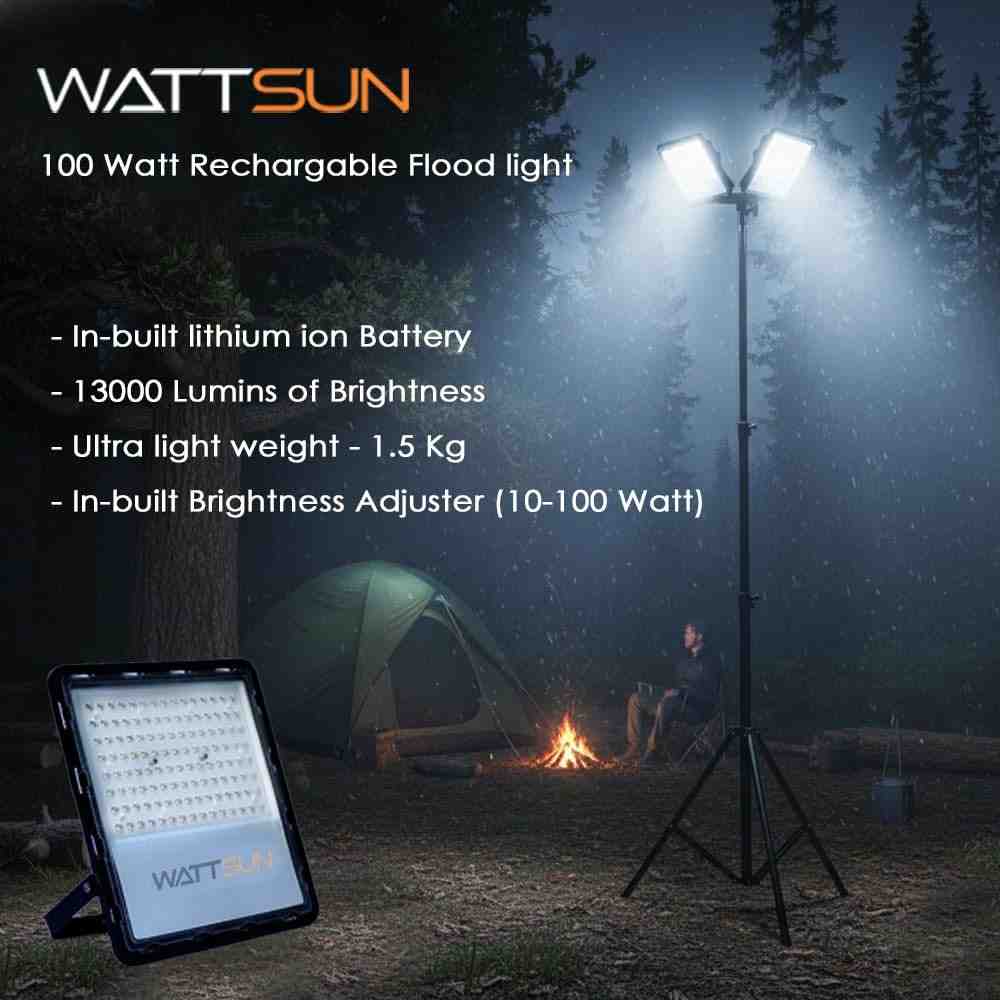 100W Rechargeable Solar LED Flood Light | 2500mAh Lithium Battery | HP-F100Li ECO Plus